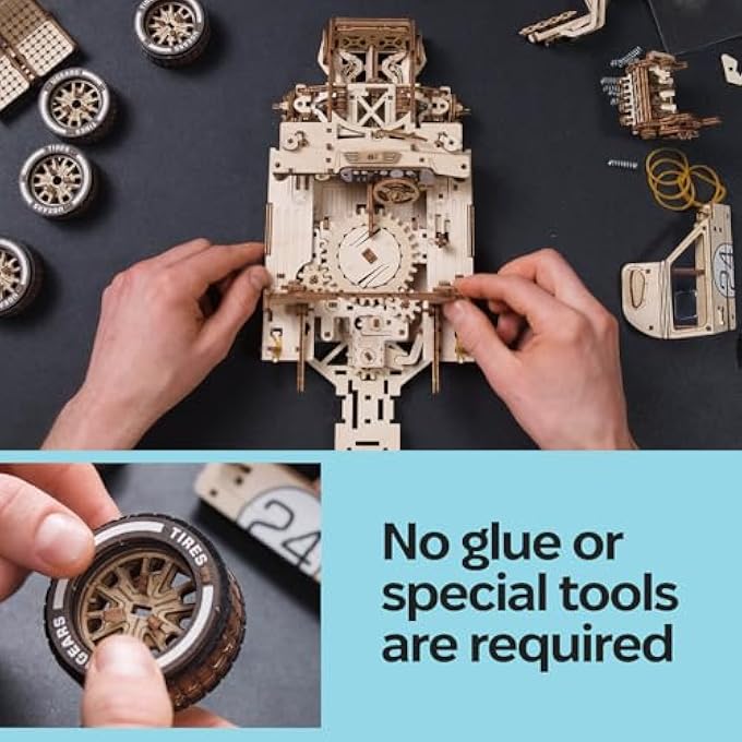 UGT-24 ENDURANCE RACING CAR 3D PUZZLE - 1:12 SCALE MECHANICAL WOODEN MODEL KIT FOR ADULTS - SPORTS CAR MODEL KIT - RACING CAR 3D WOODEN PUZZLE FOR ADULTS 970 PIECES - Image 3